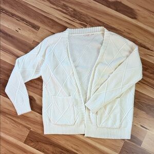 Mi Ami Cream Textured Cardigan Sweater
